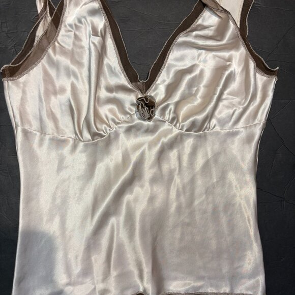 Papillon Blanc Women’s Satin Texture Luxury Blouse – Light Bronze – Size S - Picture 1 of 6